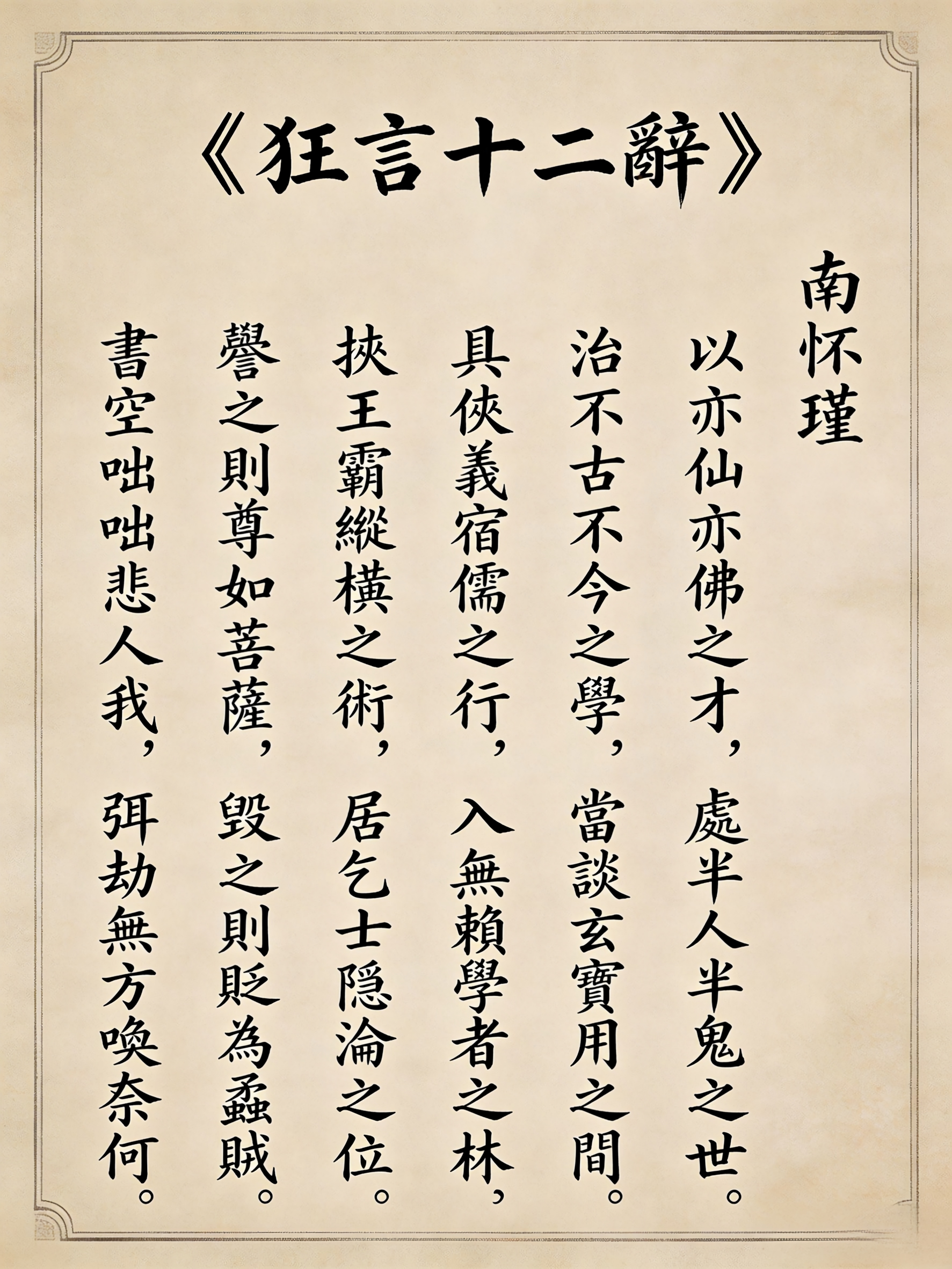 狂言十二辞书法作品