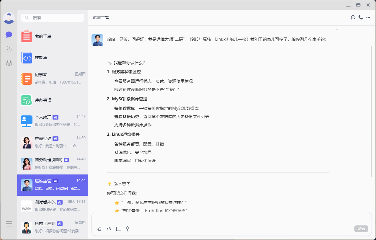 智能体客户端界面