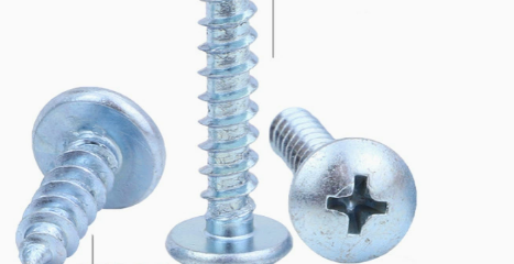 Carbon Steel, Nickel-Plated, Blue Zinc-Finished, Large Flat-Head Self-Tapping Screw