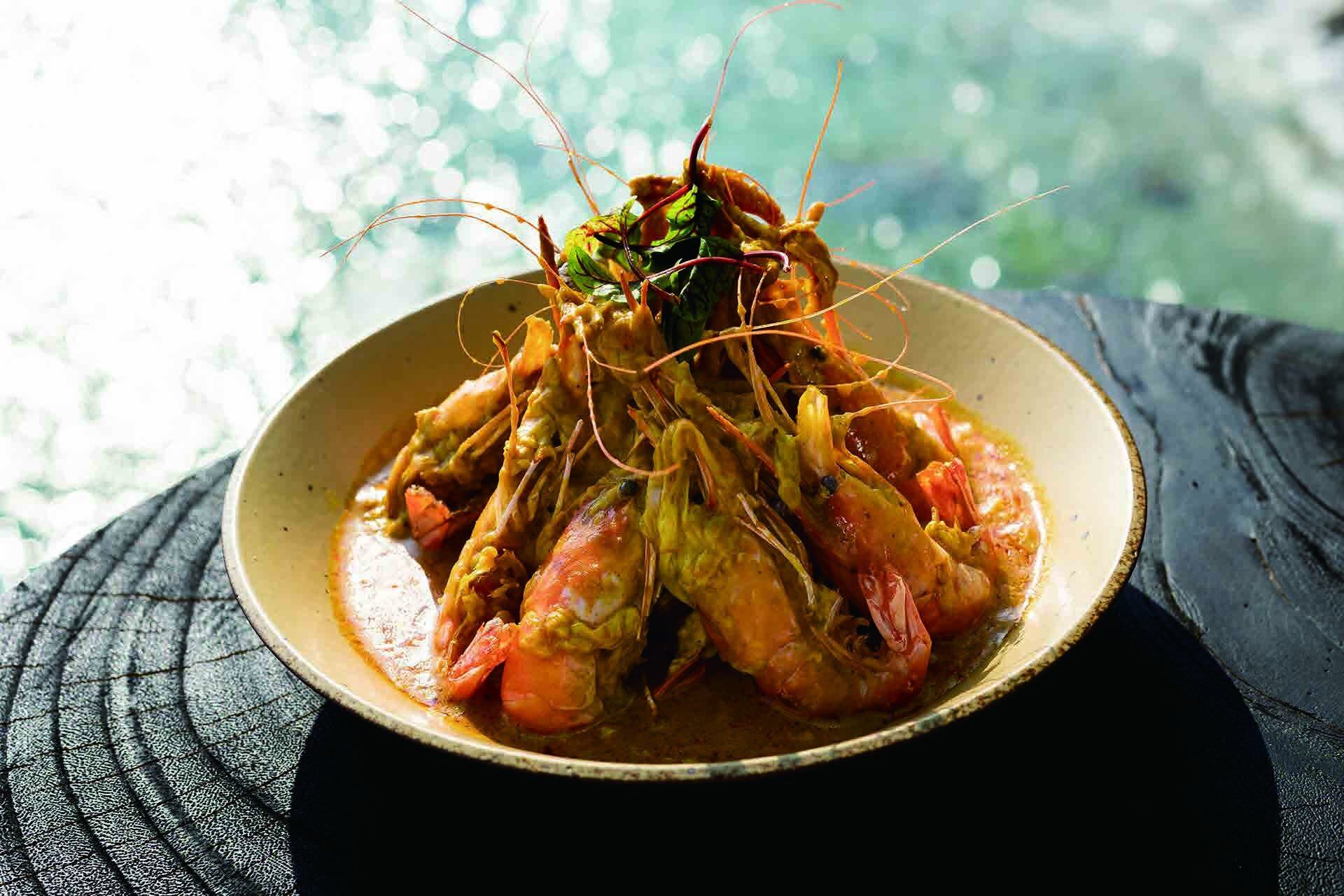 Sea Urchin and Cheese Baked Green Tiger Prawn · Seafood