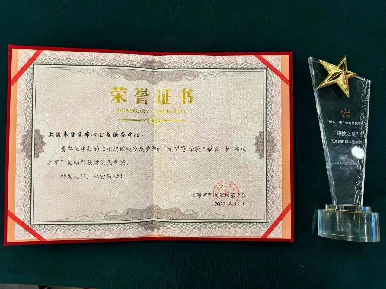 【喜报】奉贤区两个项目荣获2023年上海市帮困互助基金会“帮侬一把”综合帮扶项目“帮扶之星”救助帮扶案例优秀奖
