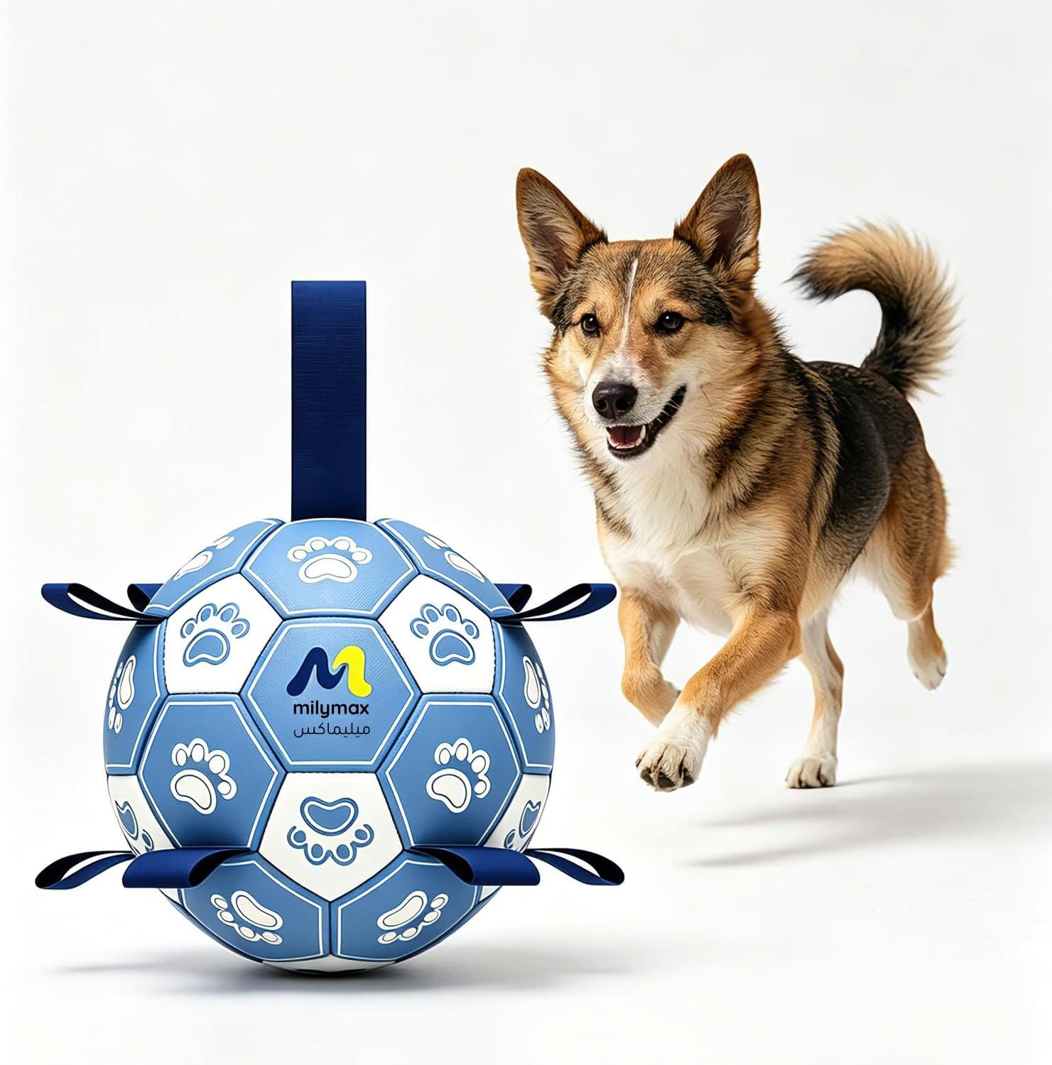 Dog Soccer Ball Interactive Tug Toy(Blueberry Blue, L)