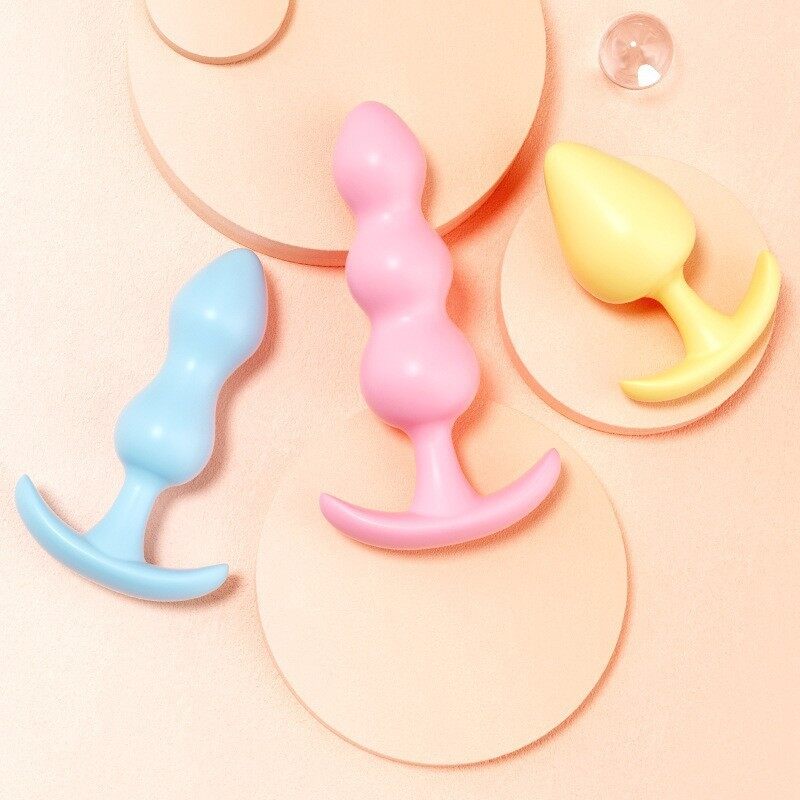 果冻后庭男女通用可爱安全塑料肛塞，三色可选