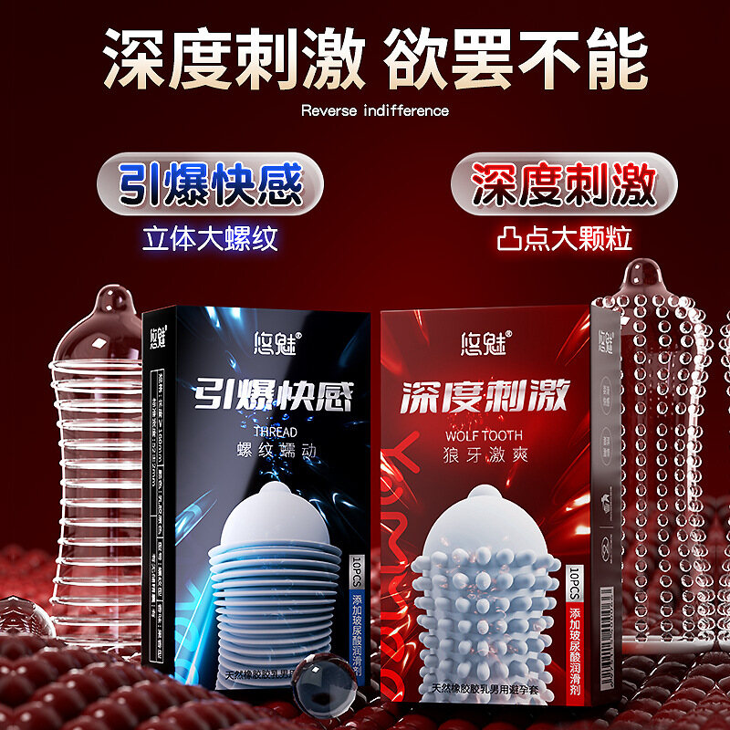 螺纹大颗粒，狼牙强刺激安全套，避孕套，计生用品，避孕用品10只/盒