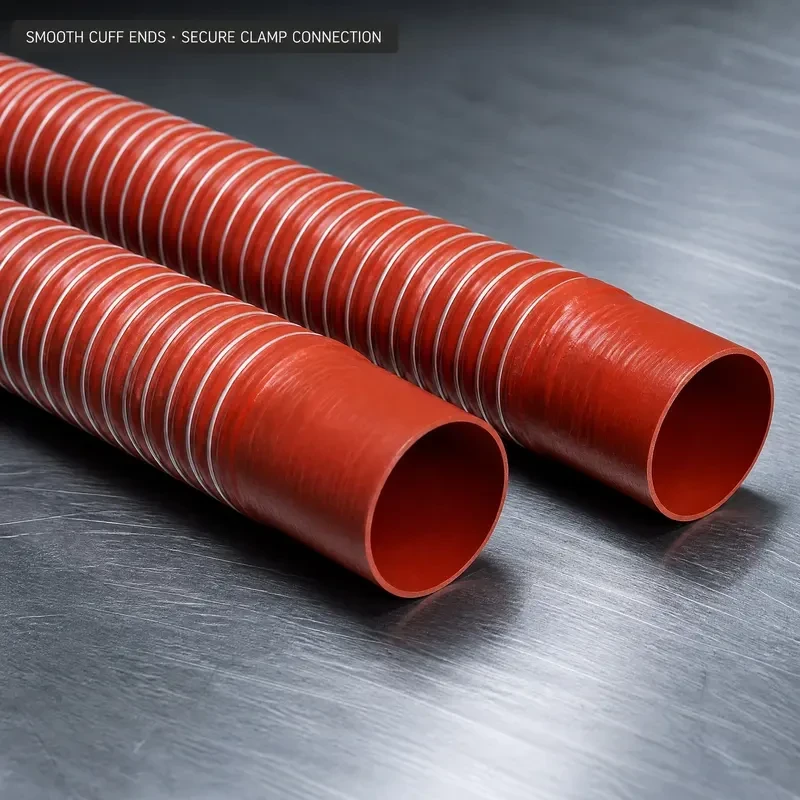 Single layer silicone duct hose with smooth cuff ends ready for clamp connection