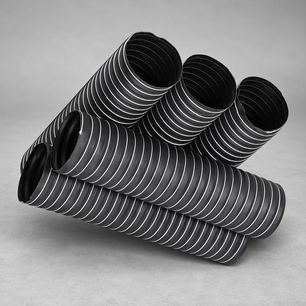 Customized Length Neoprene Hose - multiple black neoprene ducts in various lengths