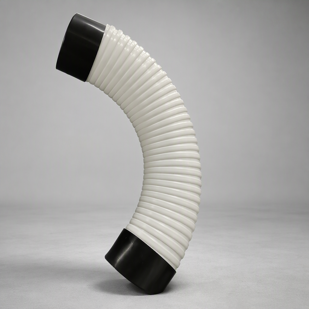 Self-support Hose With Cuffs - white ducting with black end cuffs