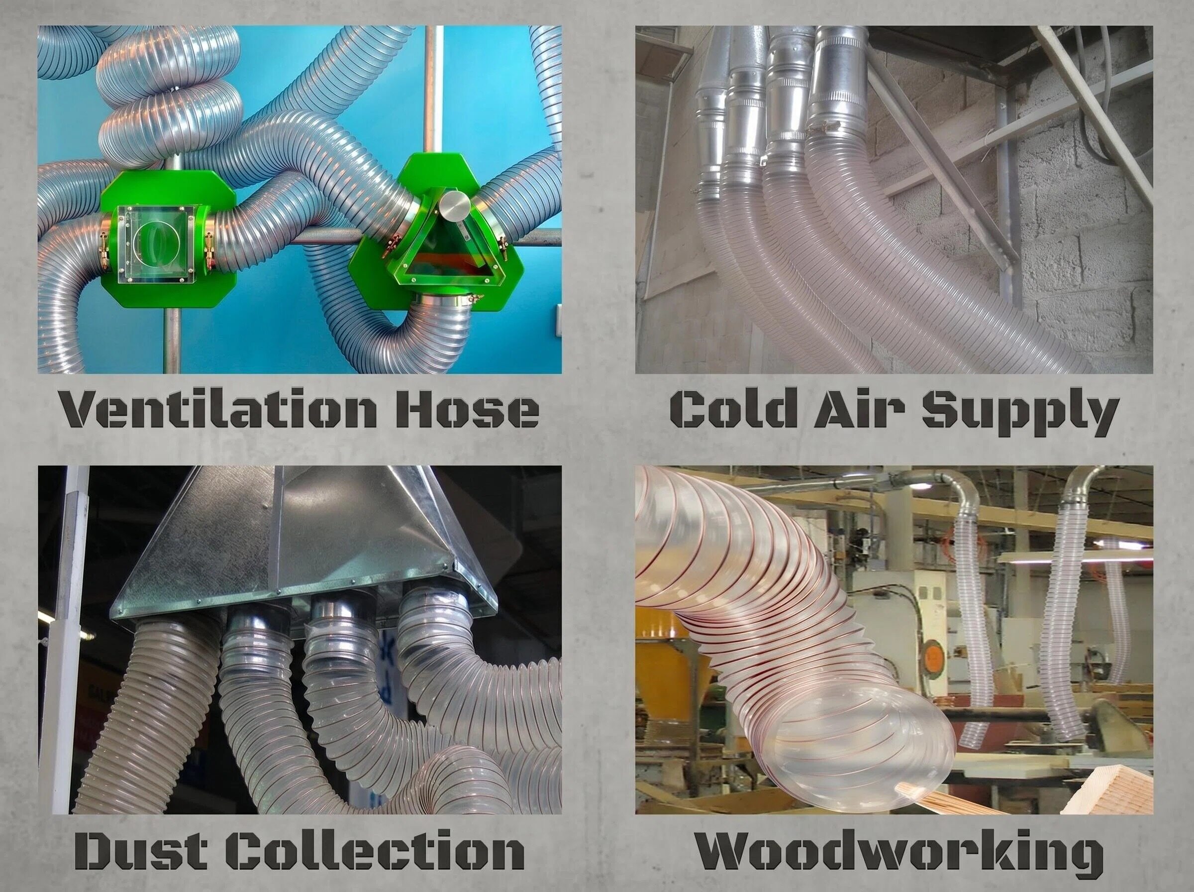 PU Ducting application scenarios - Ventilation Hose, Cold Air Supply, Dust Collection, Woodworking