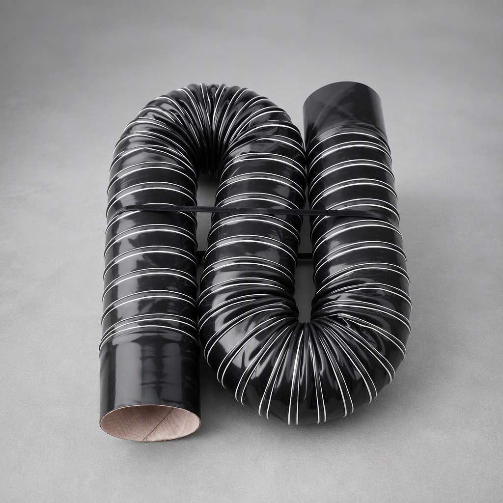 Flexible Neoprene Duct - U-shaped bent black neoprene duct showing flexibility