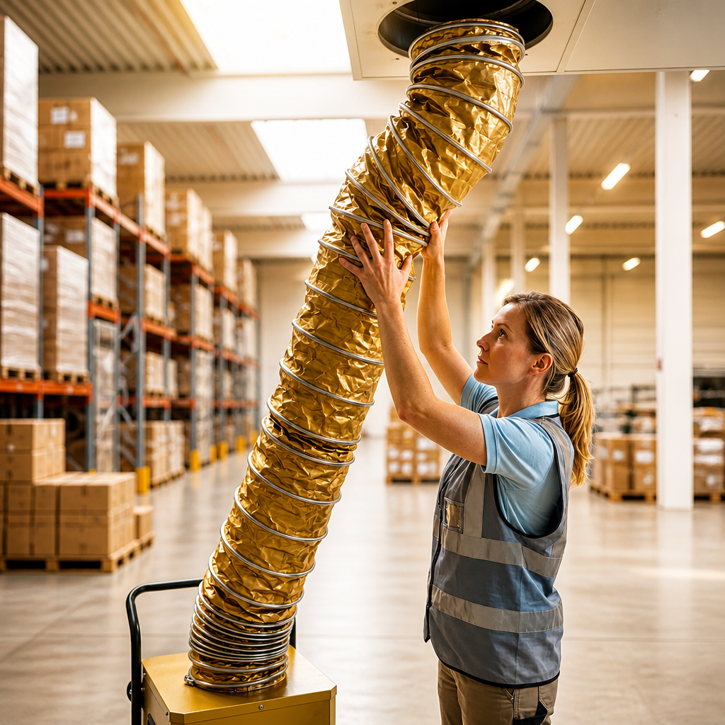 PTFE-coated ventilation hose in pharmaceutical cleanroom