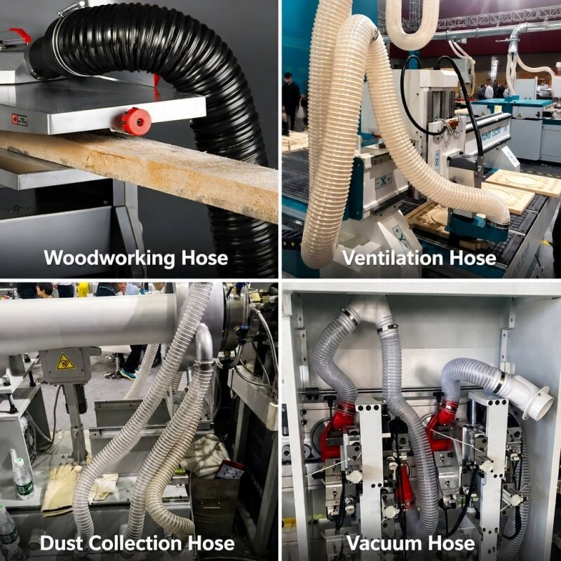 PVC Ducting application scenarios - Woodworking Hose, Ventilation Hose, Dust Collection Hose, Vacuum Hose