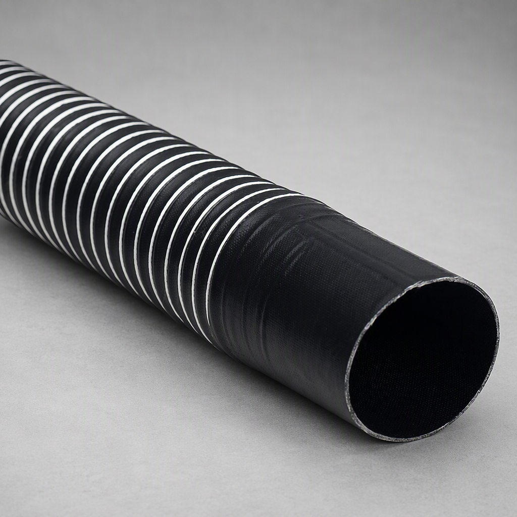 Neoprene Duct With Cuffs - black neoprene duct with steel wire helix and flanged cuffs