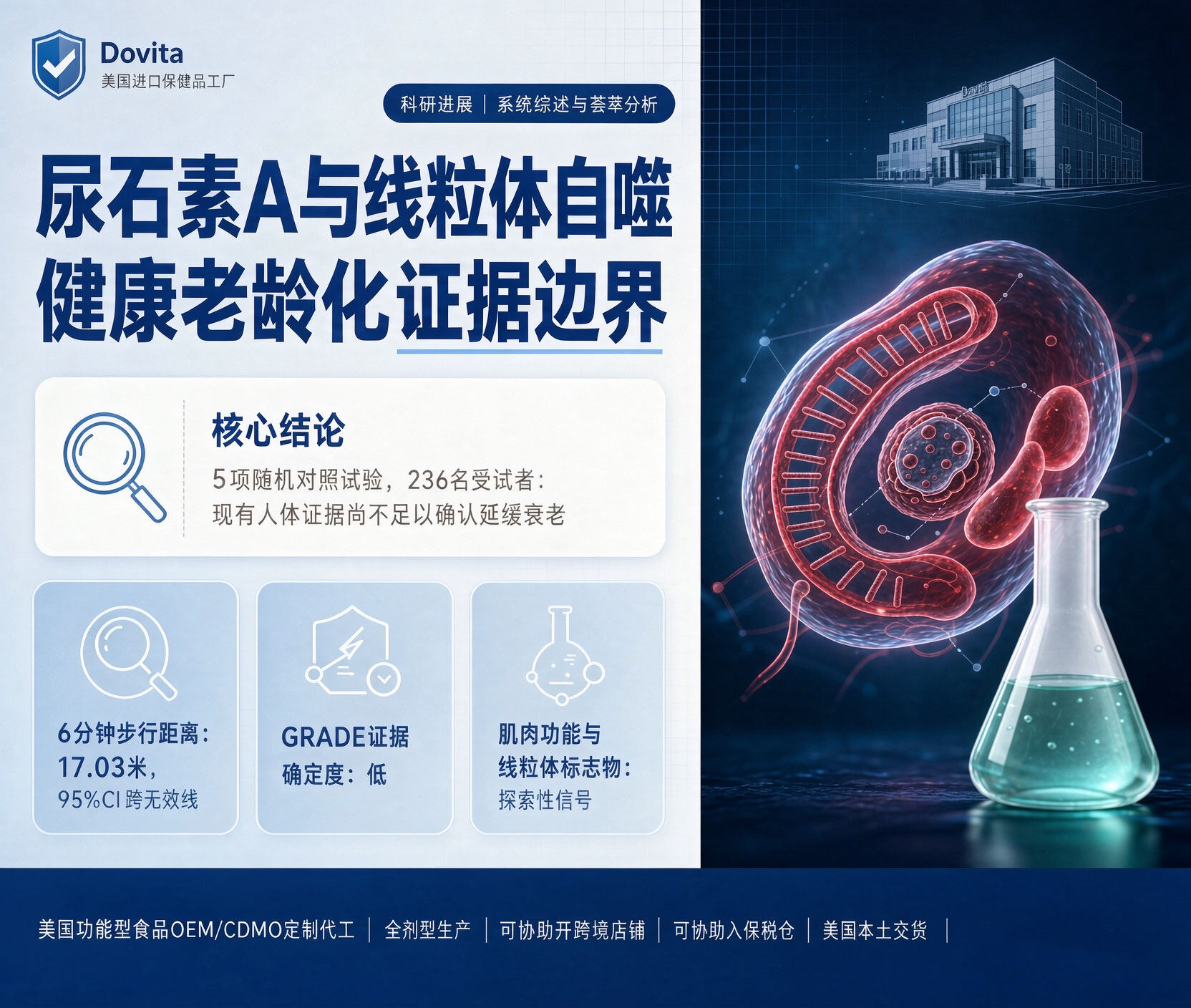 尿石素A、线粒体自噬与健康老龄化:5项随机试验的现有证据尚不足以确认延缓衰老