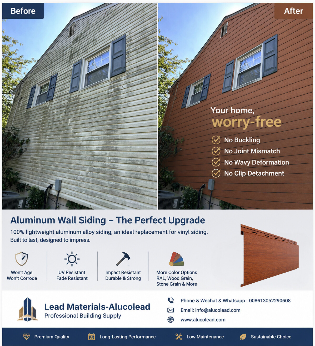 Before: old vinyl siding showing wear and weathering