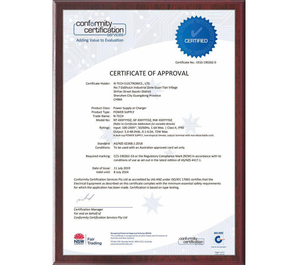 SAA Certificate
