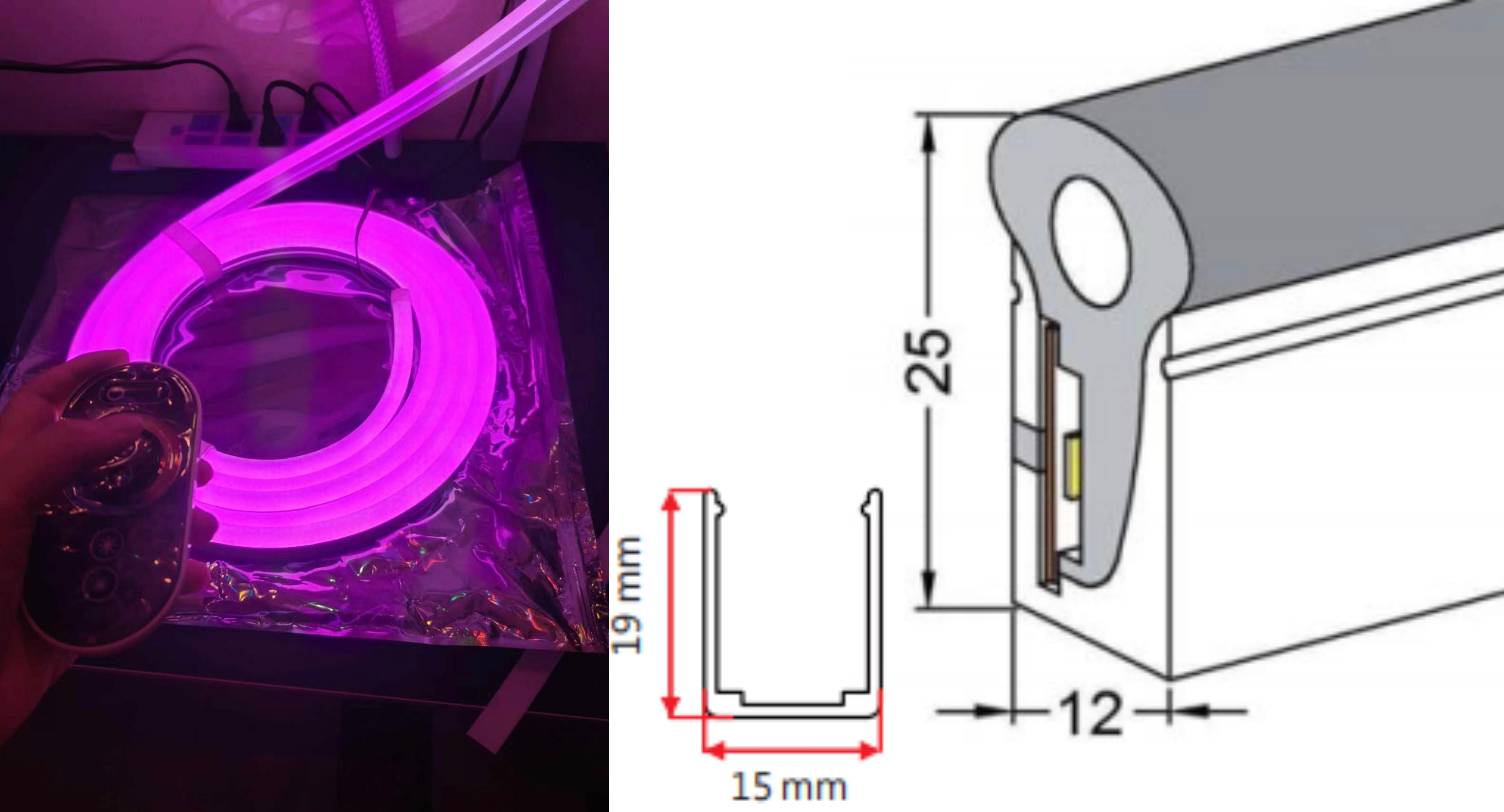 Custom 12×25 Round Top Neon with 3838 RGB – High-Density, 120 LEDs/m, DC24V