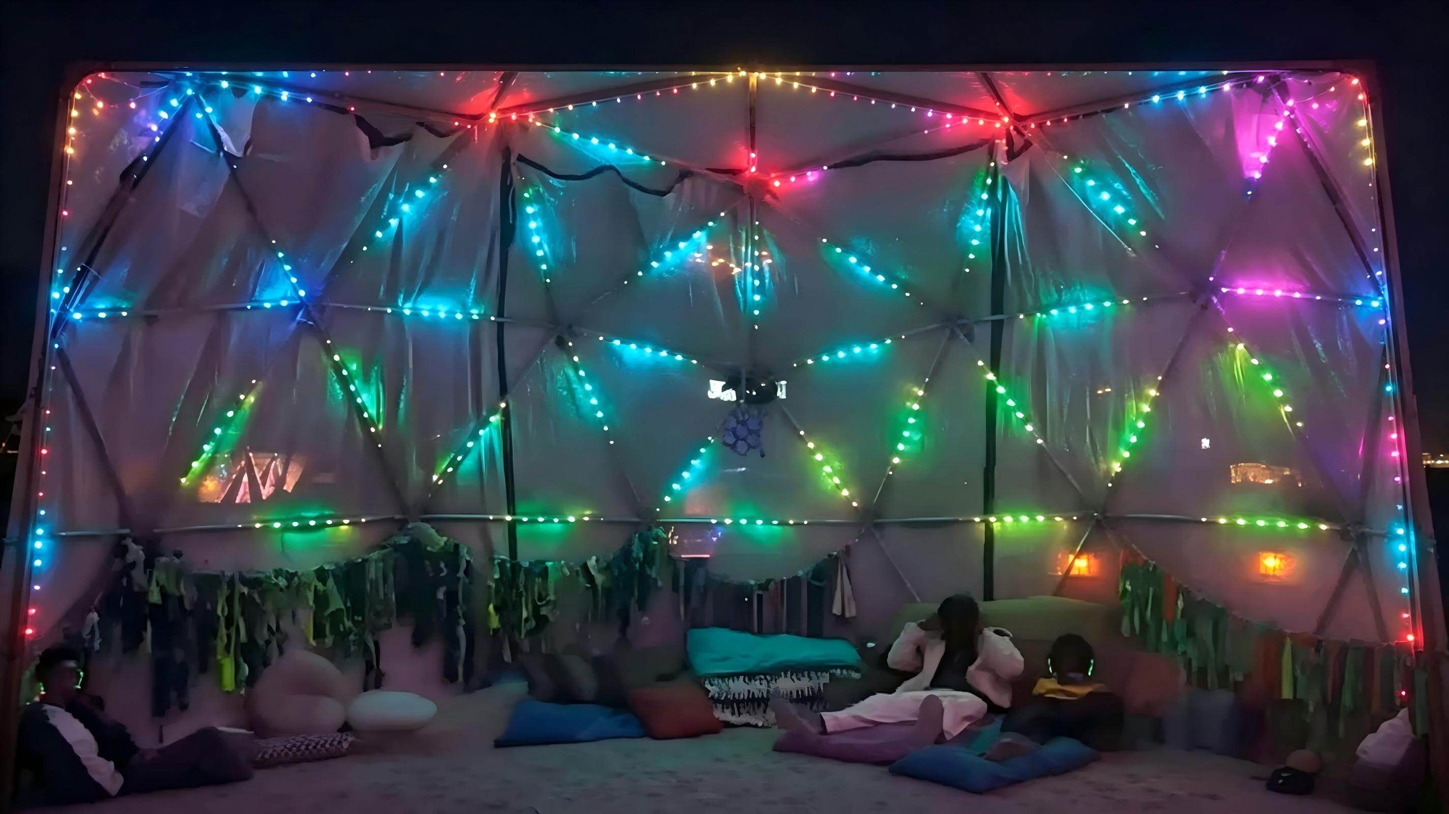 Lighting a Burning Man Geodesic Dome with WS2811 Mini Pebble Pixel Strings