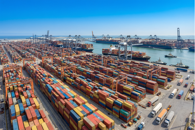 Panoramic View of Port Container Terminal