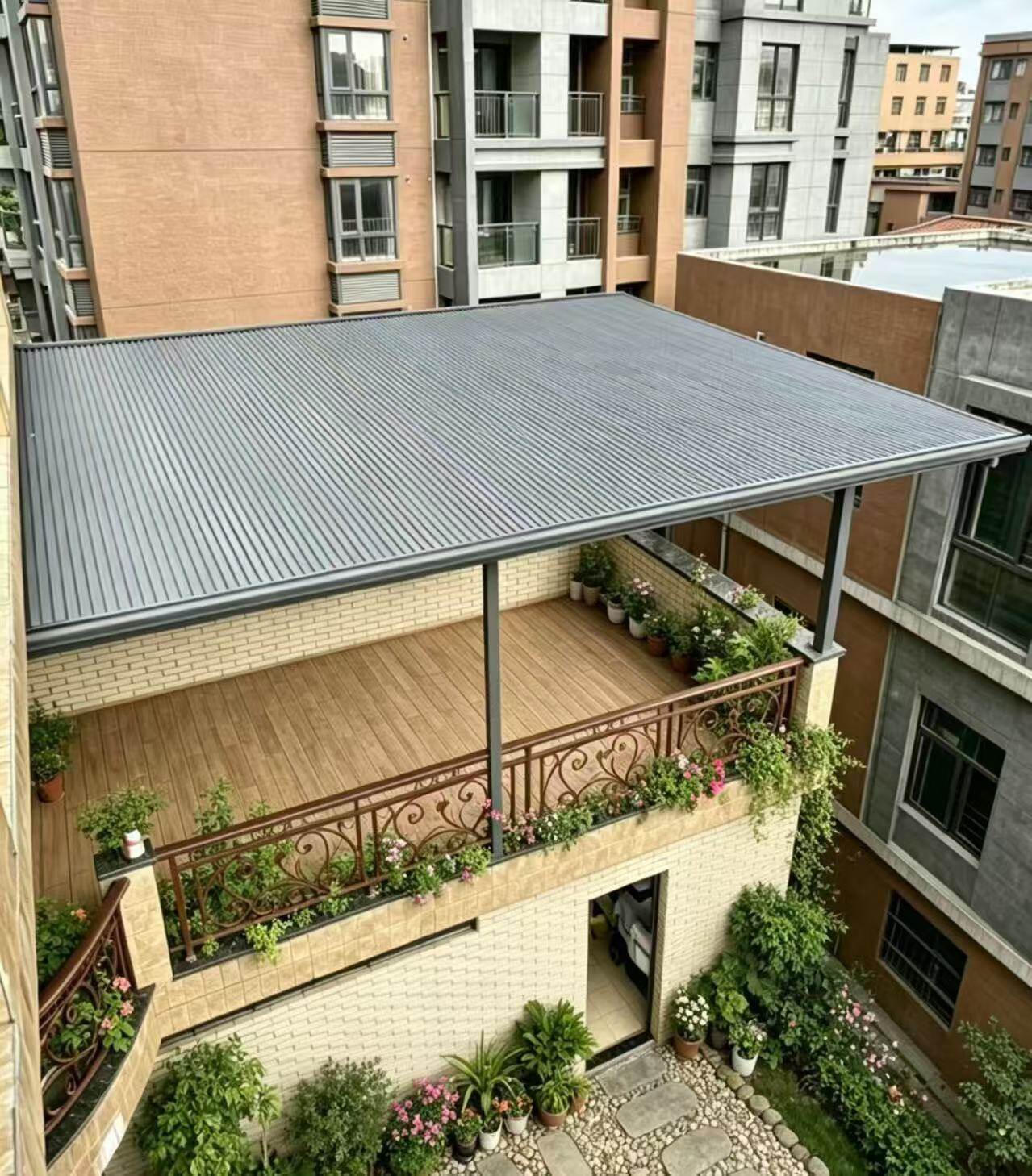 中山工厂遮雨棚建设