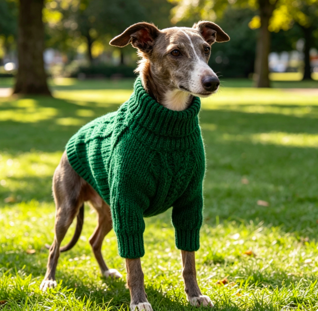 Forest Green Thick Cable-Knit Turtleneck Dog Sweater for Small Pets 3