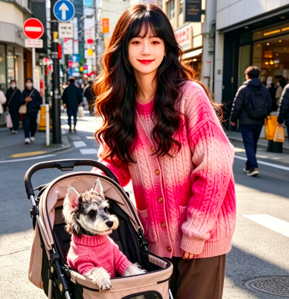 Pink Gradient Cable-Knit Matching Set for Humans and Dogs