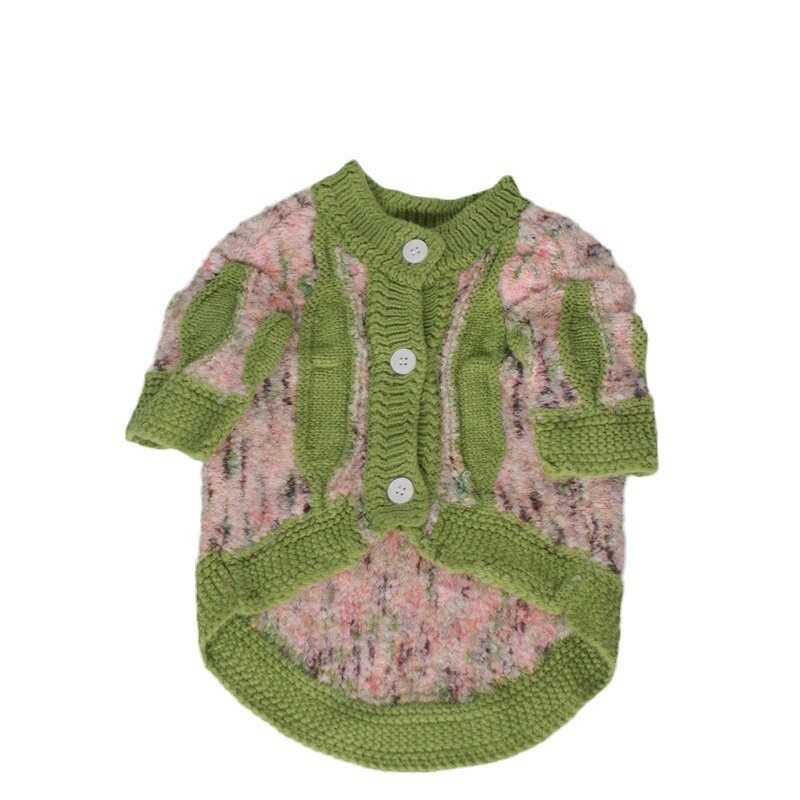 Mixed Color Marled Green Trim Matching Human & Dog Knit Sweater Family Set 3