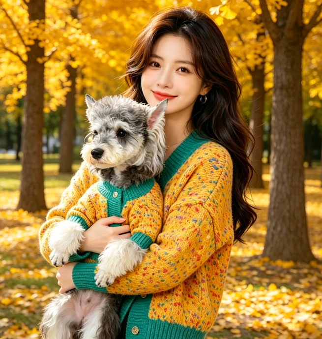 Yellow Green Contrast Knit Pet Cardigan 2