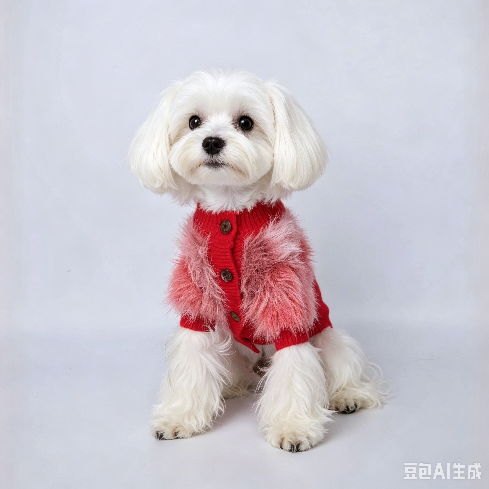 Red Gradient Faux Fur Knit Cardigan for Pets