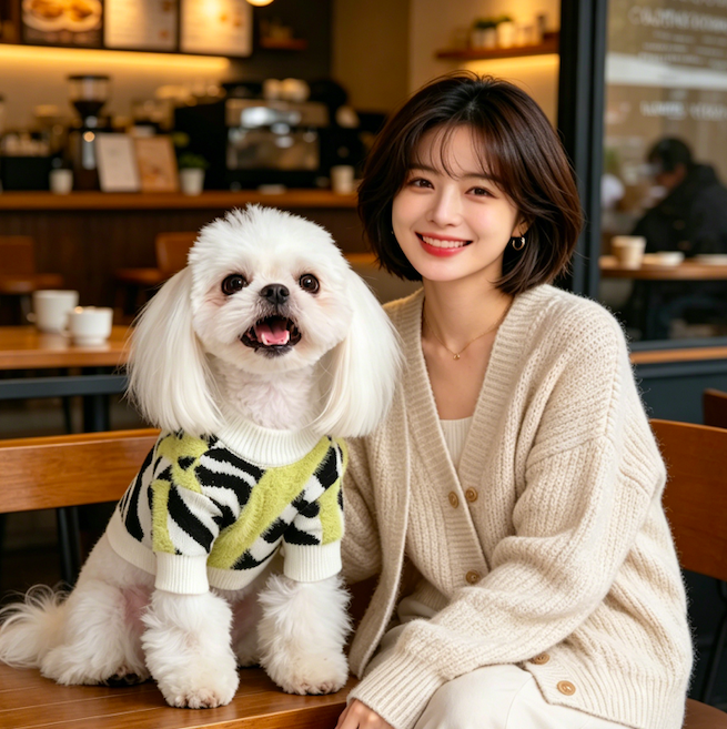 Black, White & Lime Contrast Knit Pet Sweater