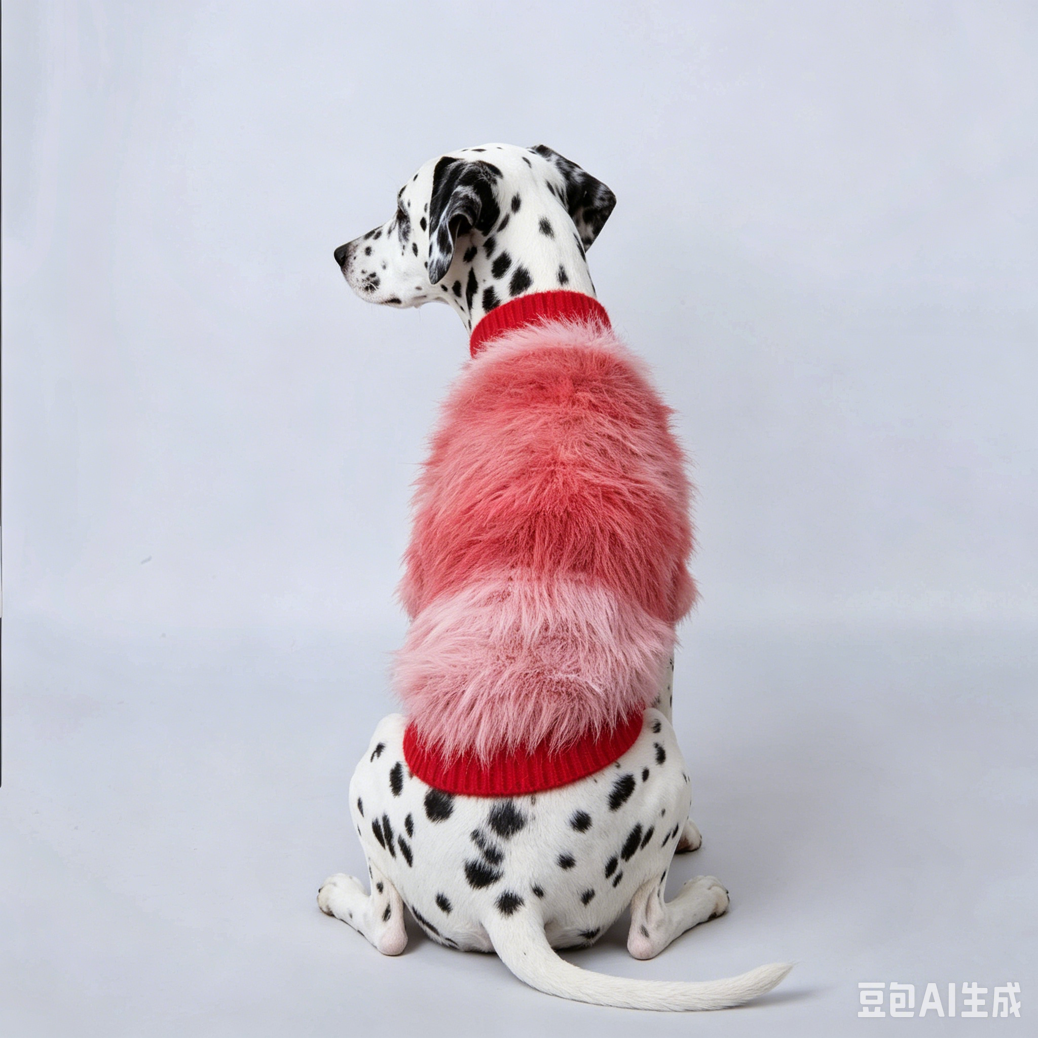 Red Gradient Faux Fur Pet Knit Cardigan 2