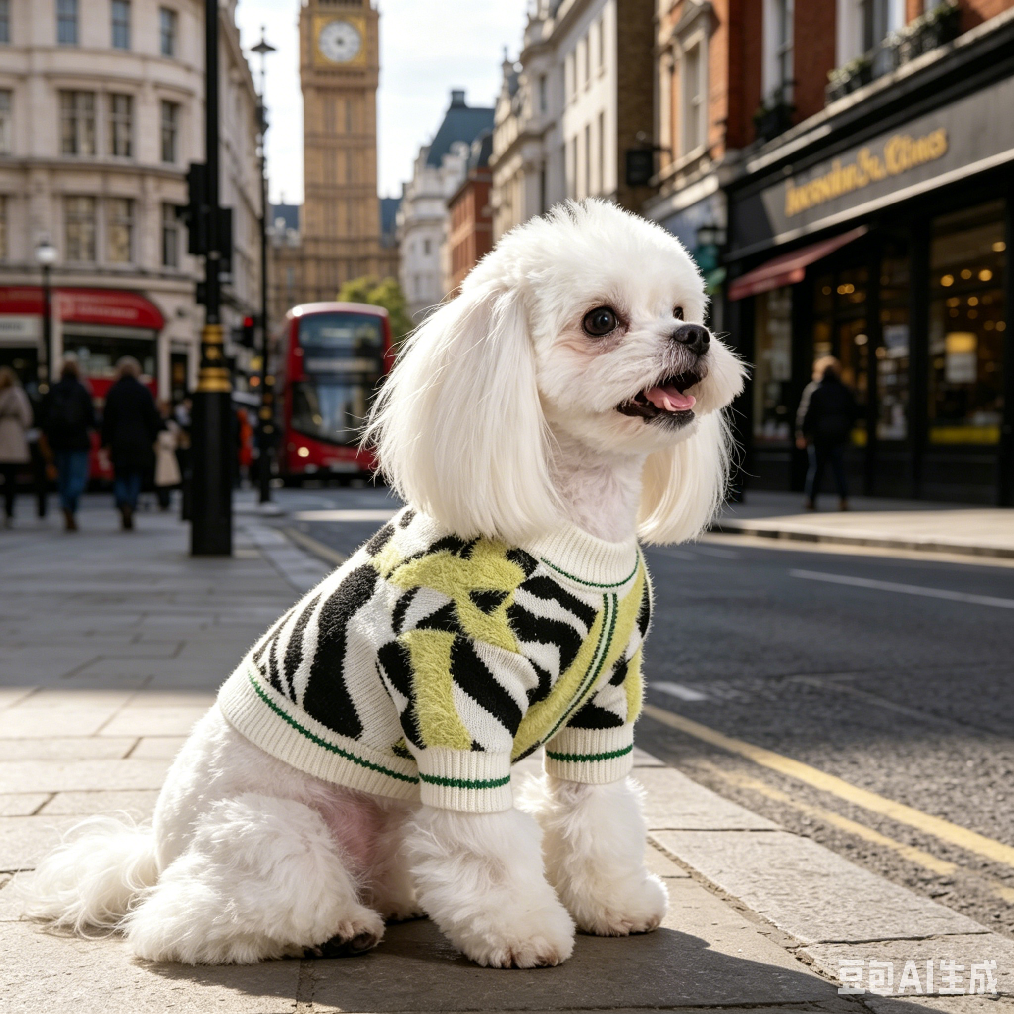 Black White & Lime Contrast Knit Pet Sweater 3