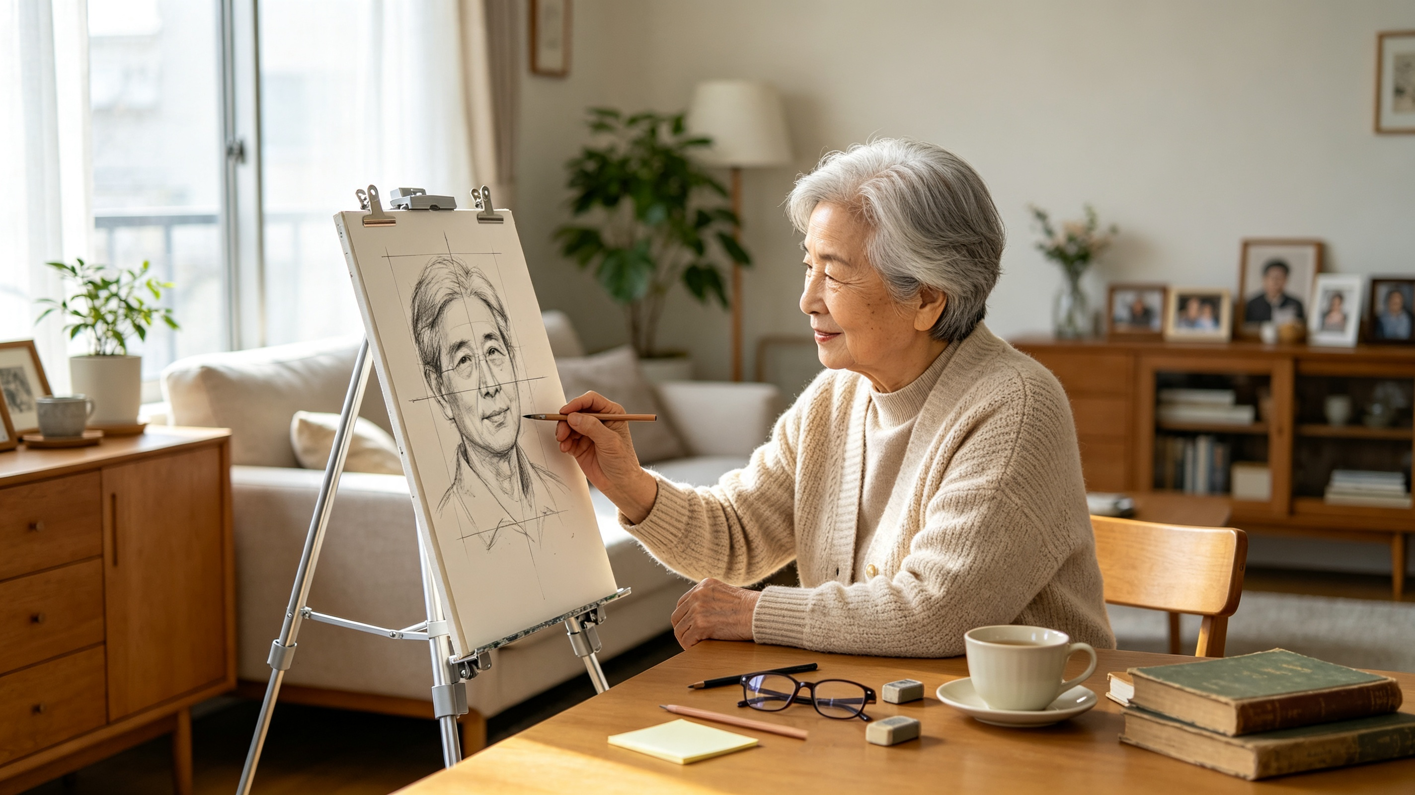 79歲王女士（退休教師）從零基礎學「西洋素描」到能畫人像的故事