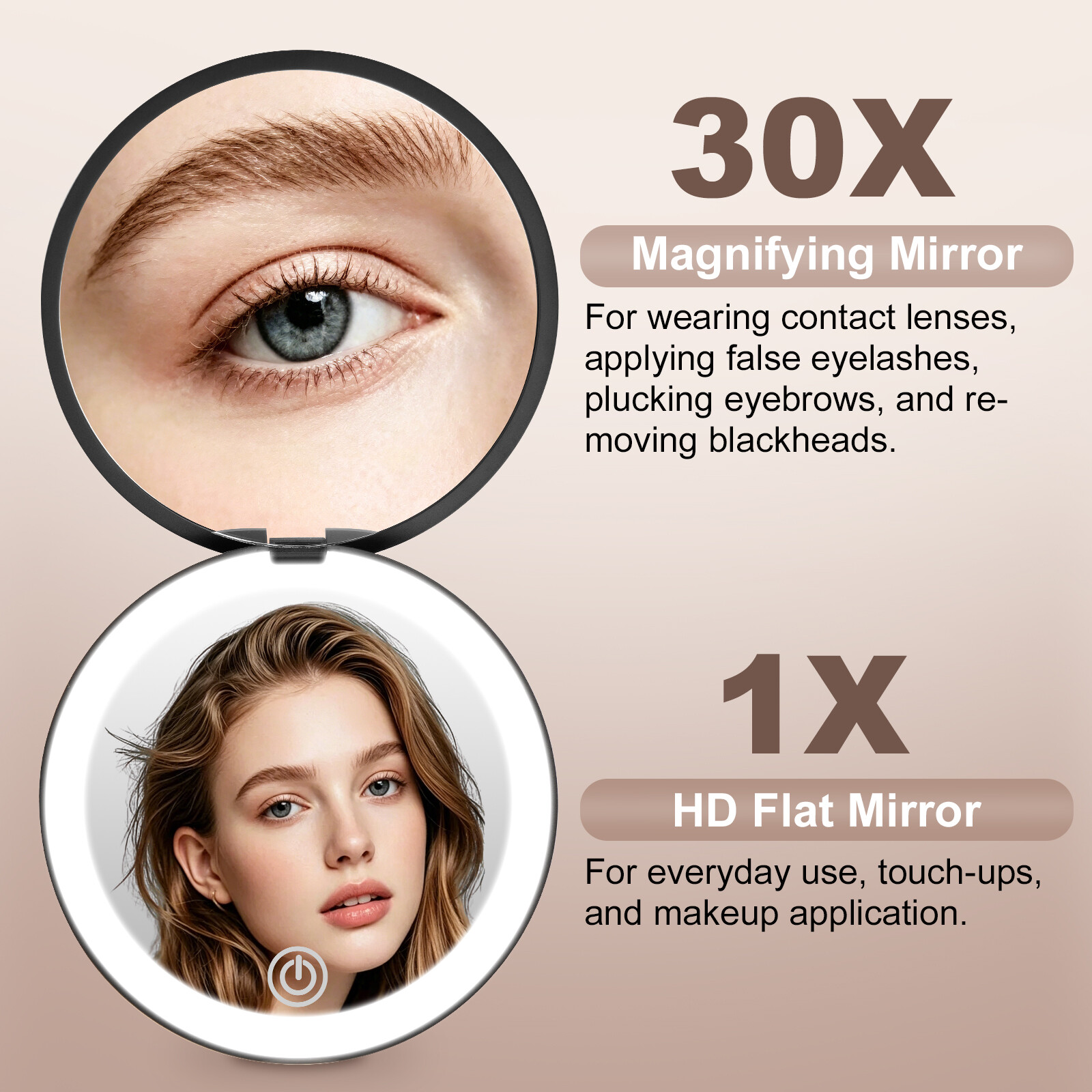 30x Magnifying Mirror & 1x HD Flat Mirror