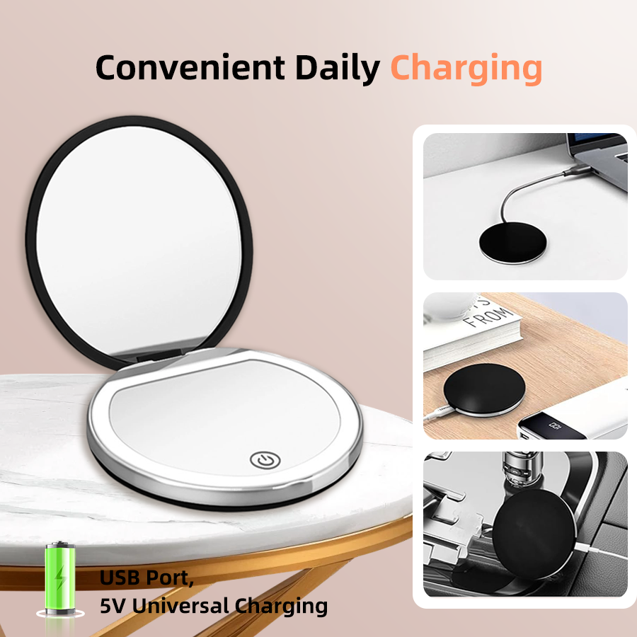 Round Compact LED Mirror view 6