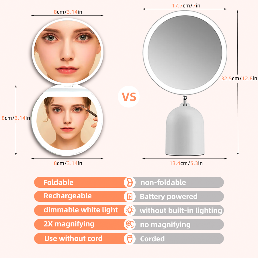 Round Compact LED Mirror view 7