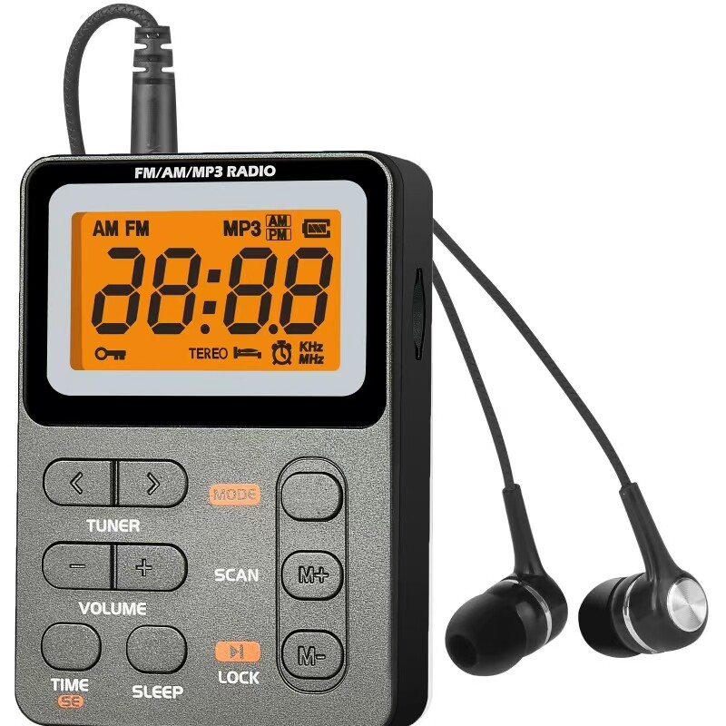 Silver FM/AM/MP3 Radio with Earphone
