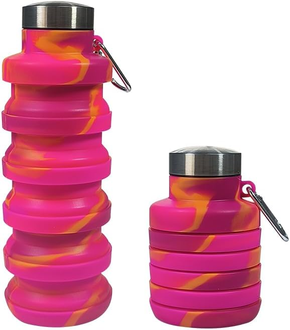 500ml Collapsible Silicone Water Bottle, BPA‑Free Reusable Leak‑Proof for Travel Gym Camping Hiking