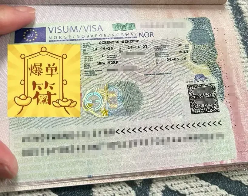 挪威申根签证出签页实拍，个人敏感信息已打码