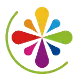 迷游意大利签证网 Logo：彩色花瓣标记与绿色弧线