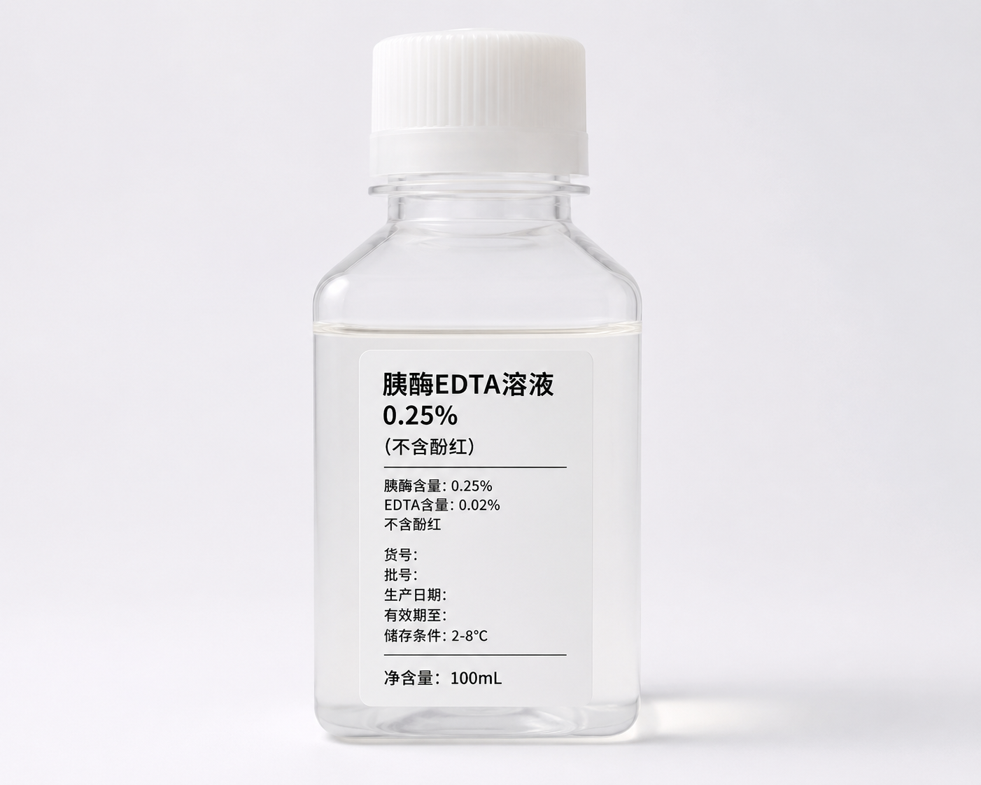 Trypsin-EDTA Solution, 0.25%, Phenol Red-Free, Filter Sterilized, for Cell Culture