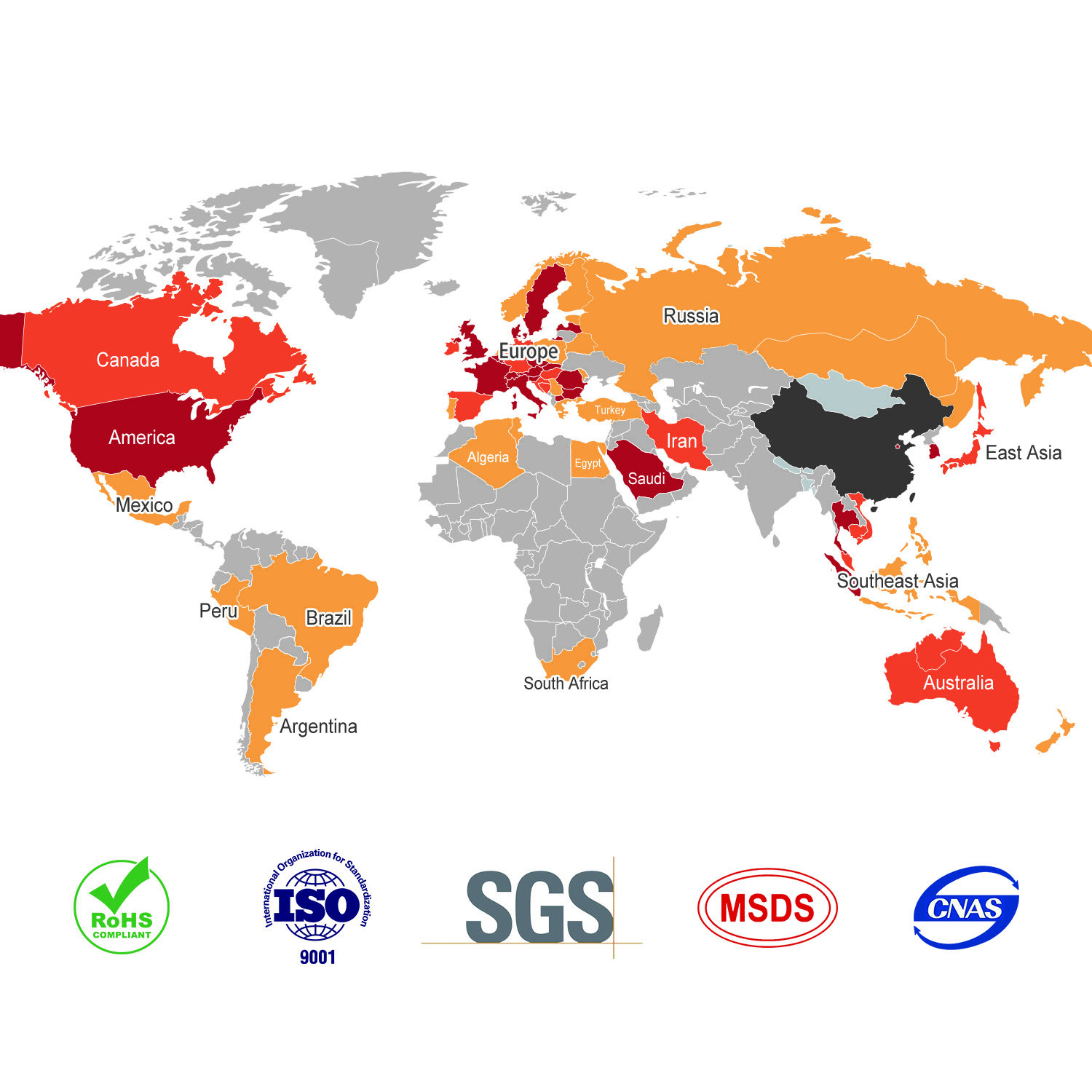 Global Distribution Map showing Xunlang Pet exports to 50+ countries