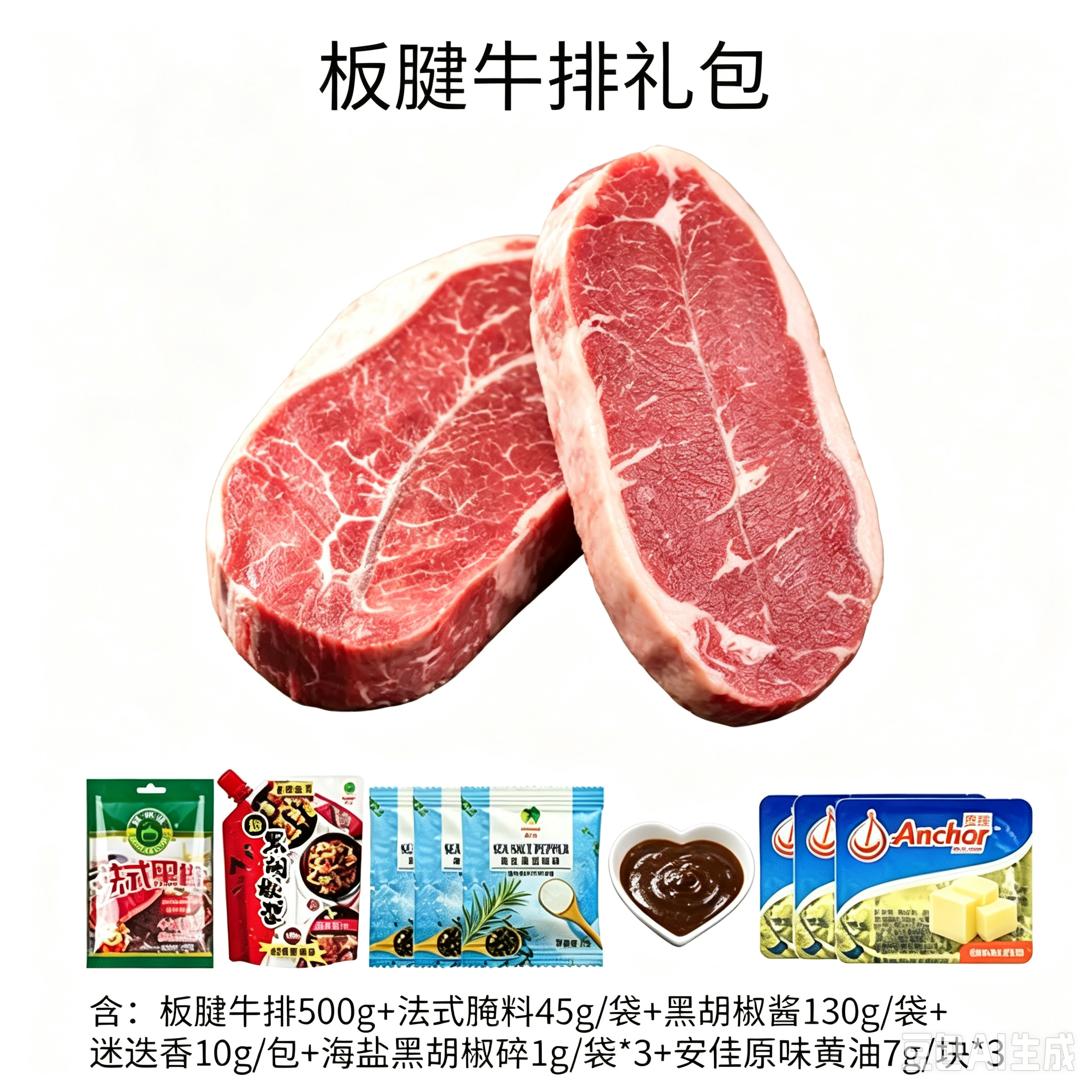 【原切0添加】板腱牛排500g 约2-3片 25年供应链