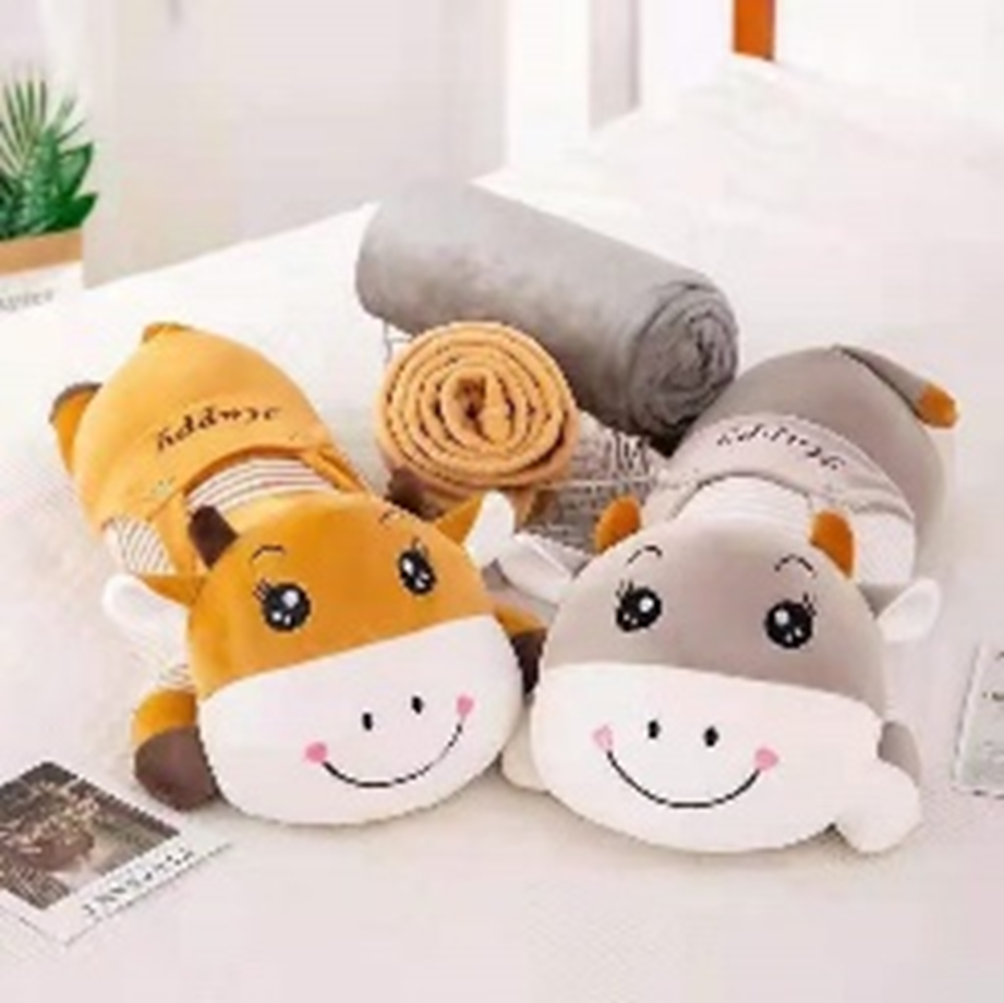 Lying Cow Plush Toy Blanket