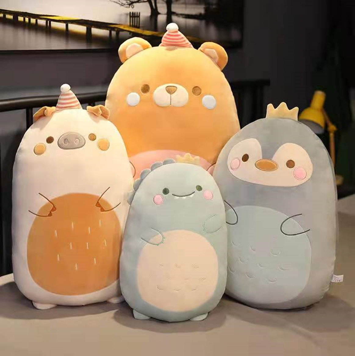 Animal Penguin Dinosaur Bear Pig Plush Pillow
