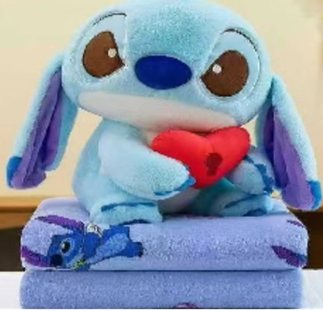 Holding Heart Stitch Plush Toy Blanket