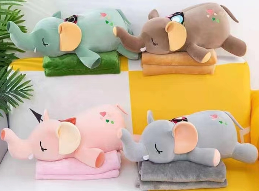 Lying Elephant Plush Toy Blanket