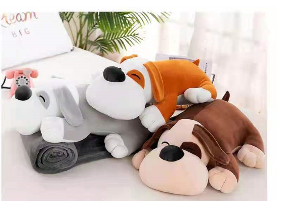 Lying Dog Plush Toy Blanket