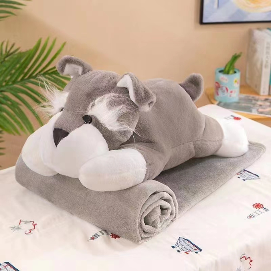 Lying Wool Husky Plush Toy Blanket