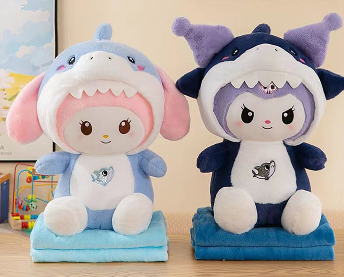 Shark Kuromi Melody Plush Toy Blanket