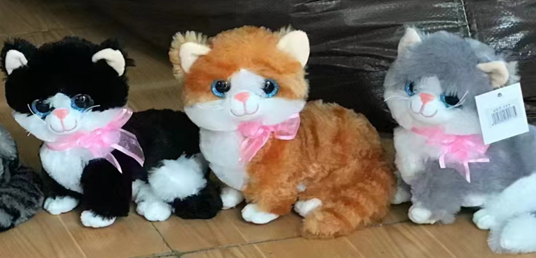 Sitting Meowing Cat Plush Toy Stuffed Animal Toys